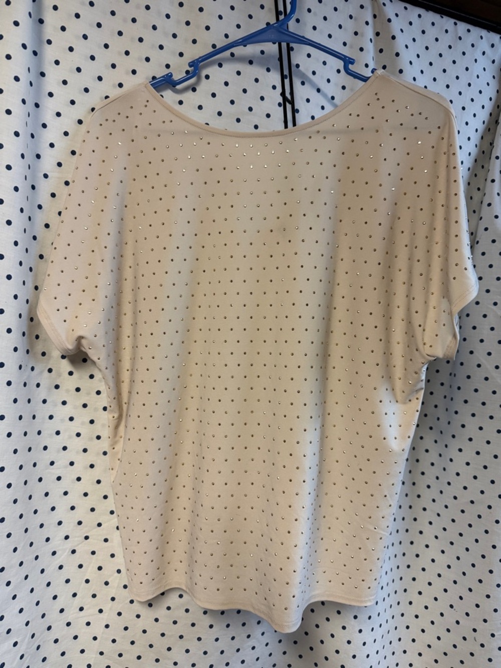 Jennifer Lopez Cream Short-Sleeve Top with Studs